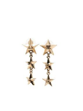 Chanel CC Logo lestar 3 Earrings Gold Plating